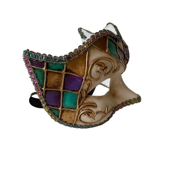 Hand-Painted Venetian Masquerade Mask Colorful Halloween Rainbow Carnival Italy - Picture 7 of 7